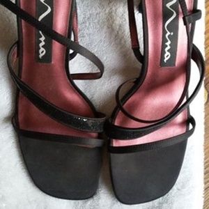 Strappy Black Sandal w/ crystals